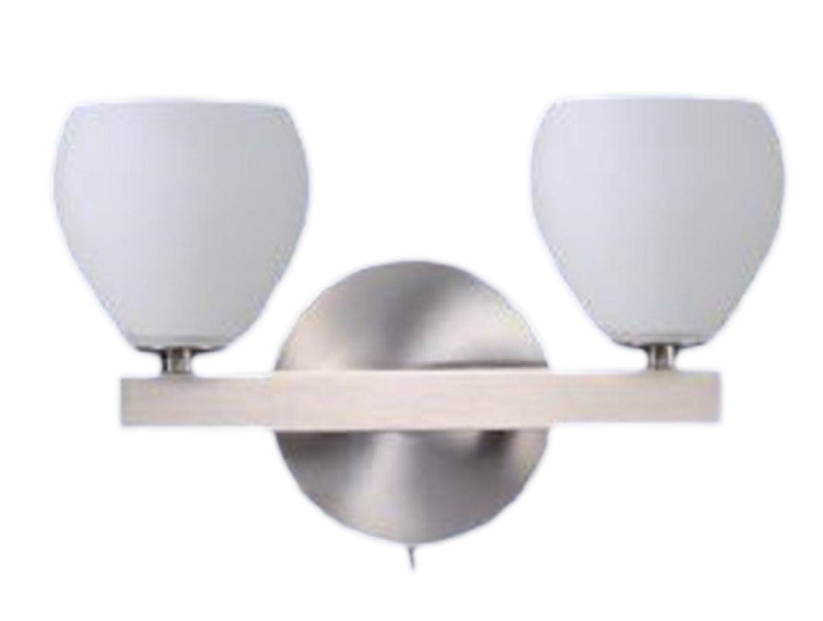 Deutsche Wandleuchte Nickel Kippschalter 2x GY6,35 max. je 35W/230VGlas 29x15cm