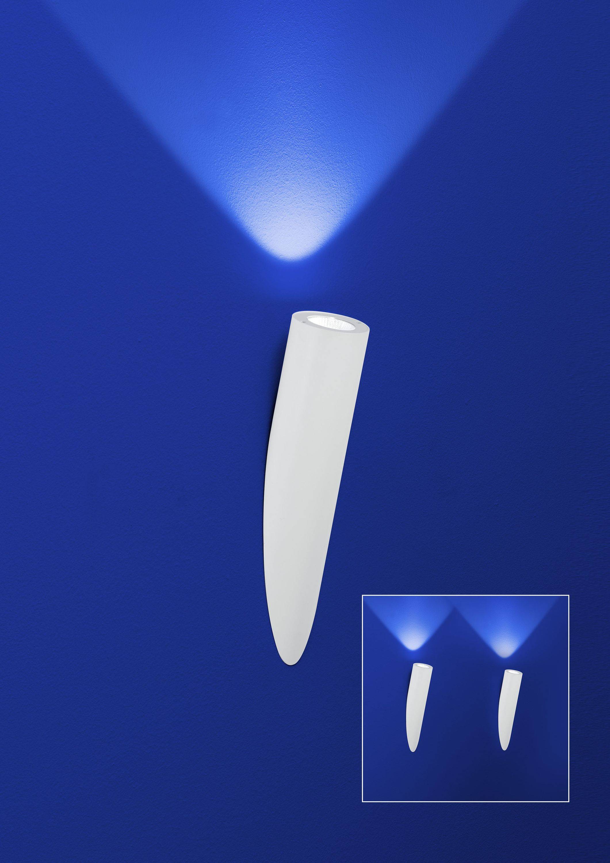 Deutsche LED Wandleuchte Weiss Fackel 5W Dimmbar Glas Metall 310lm Höhe 30cm