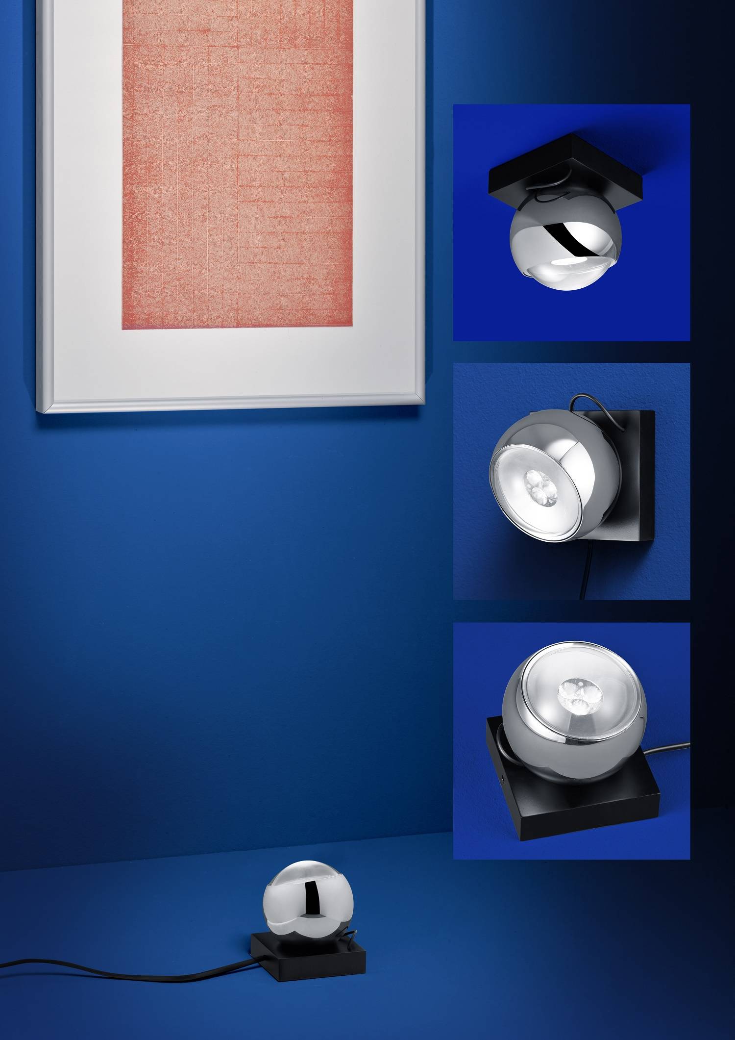 Deutsche LED-Wand-/Tisch-/Bodenleuchte Mercury Chrom Glas 5,1W 450lm Ø10cm