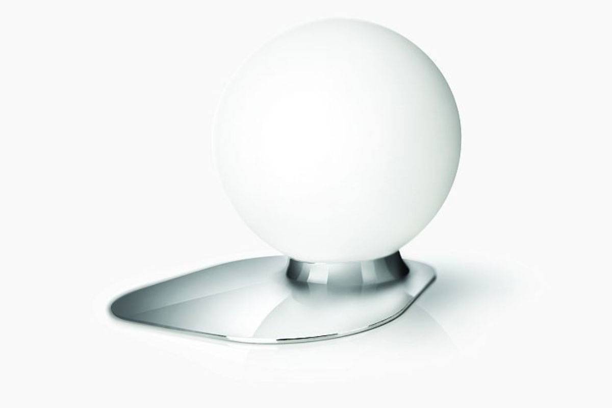 Philips Ecomoods Tischleuchte Energiespar 12W E14 mit Schalter Glas Chrom