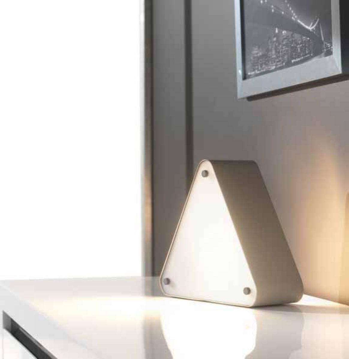 Tischleuchte mit Schalter Dreieckig Retro Energiespar E27 23W Beige Glas