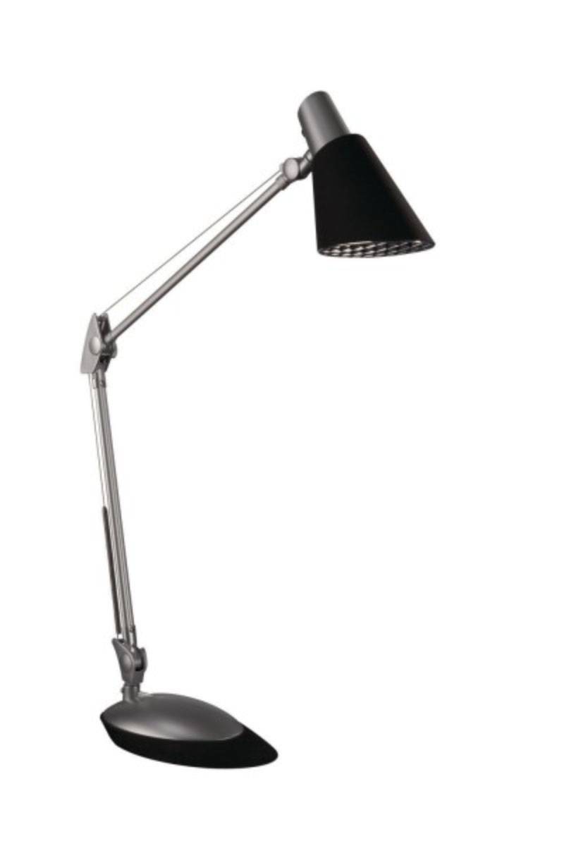 Schwarze Energiespar Bürotischleuchte E27 2700K 800lm Ein-/Ausschalter Höhe 76cm