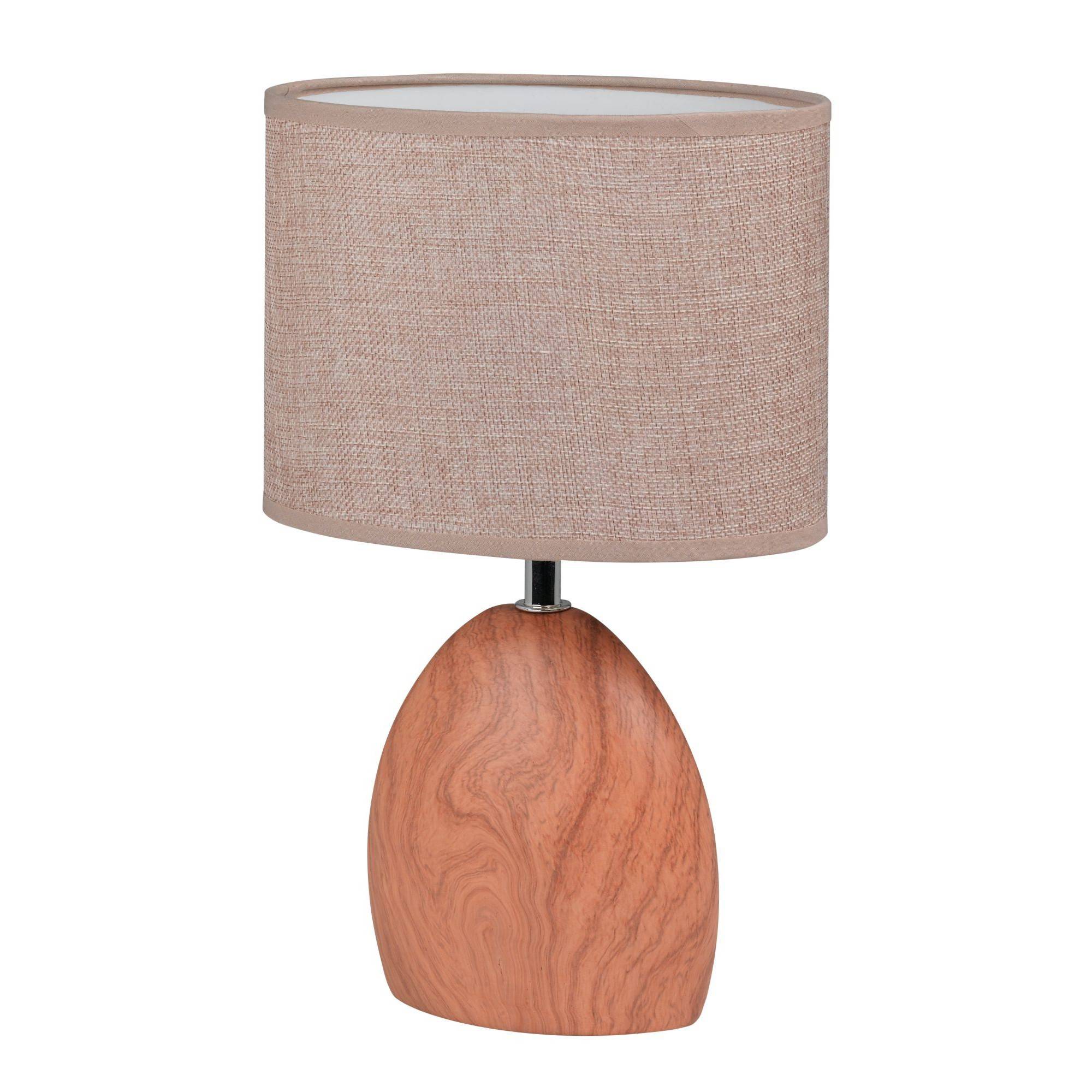 Honsel Tischleuchte Hill Braun Rustikal Keramik Stoff Tischlampe LED geeignet