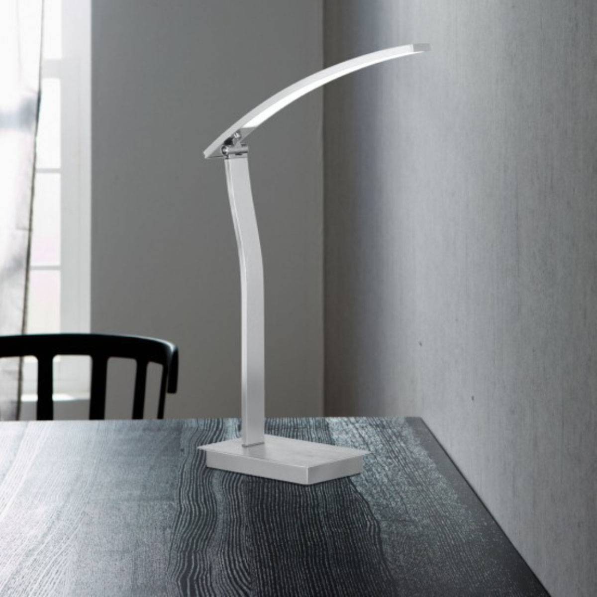 Wofi LED Tischleuchte 8W/230V Schalter Metall Nickel Silber 800lm 46x11x40,5cm