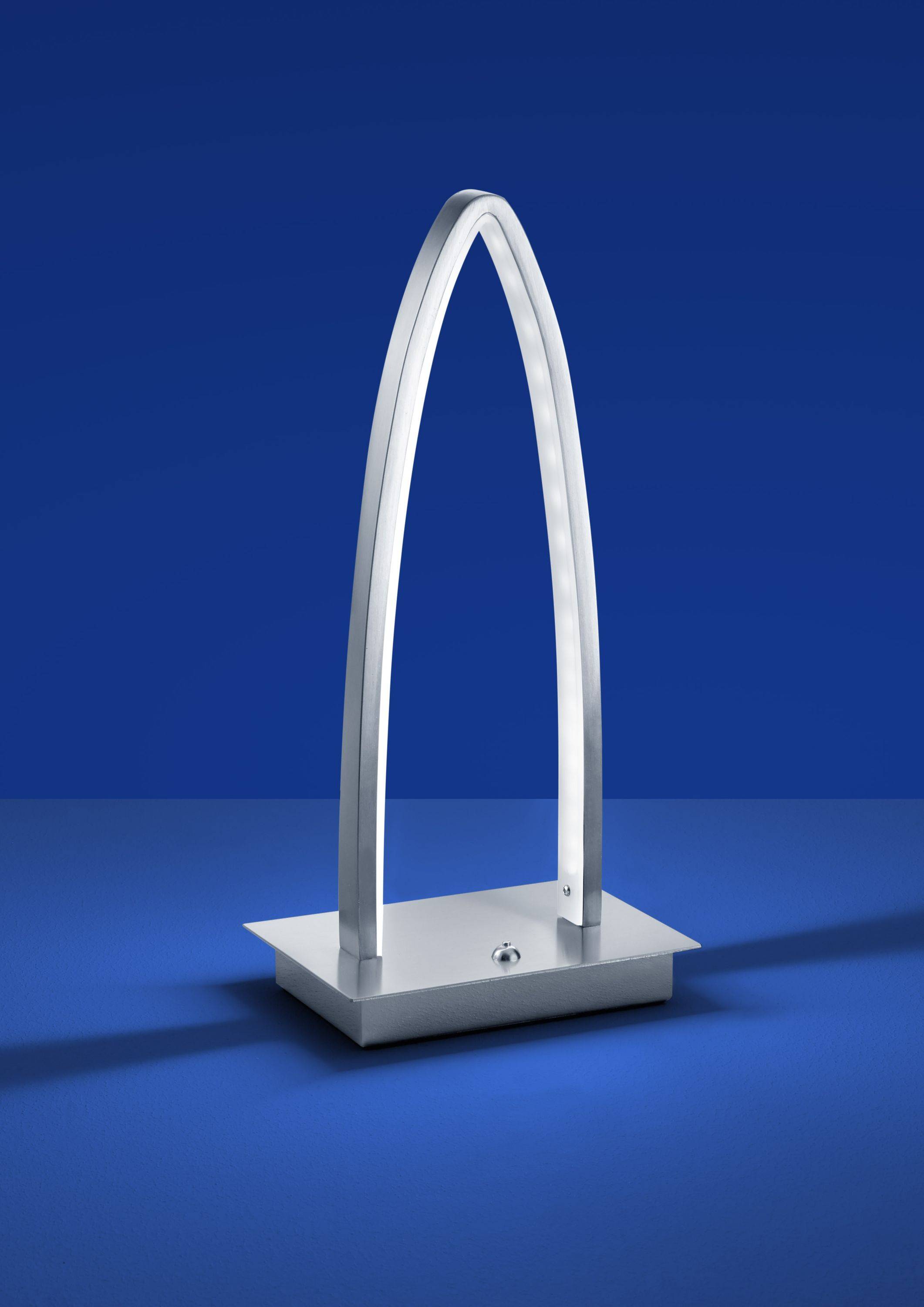 Deutsche LED Tischleuchte 8W Nickel Metall Tastdimmer 800 Lumen 35x17cm