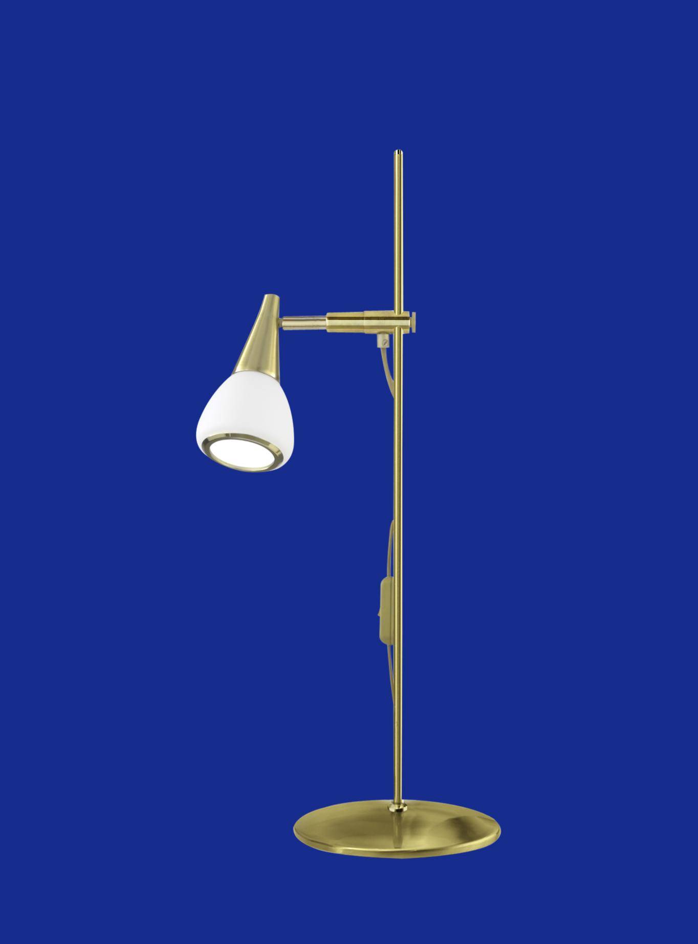 Deutsche Energiespar Tischleuchte Messing matt/blank Schalter Schwenkbar 50cm