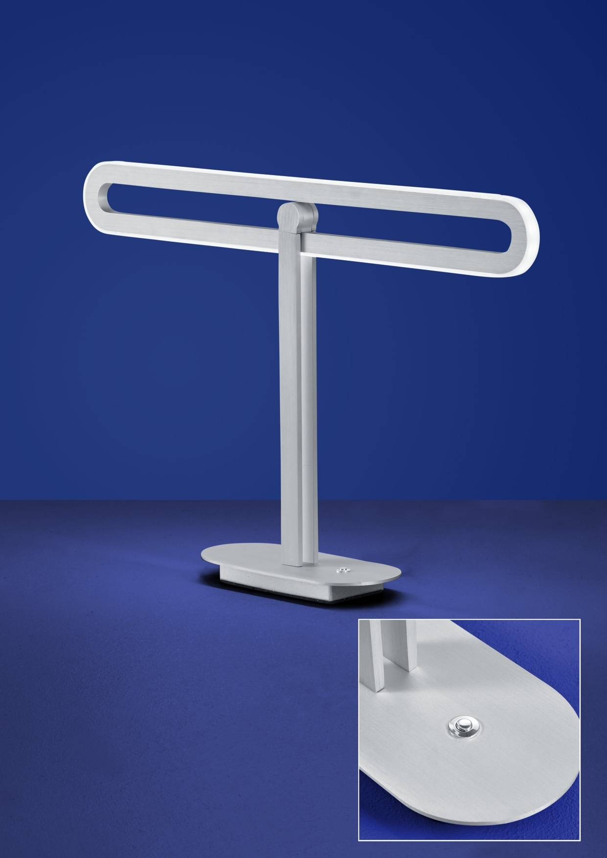 Deutsche LED 16W Tischleuchte Nickel Tastdimmer 1400 Lumen Höhe 33cm Metall