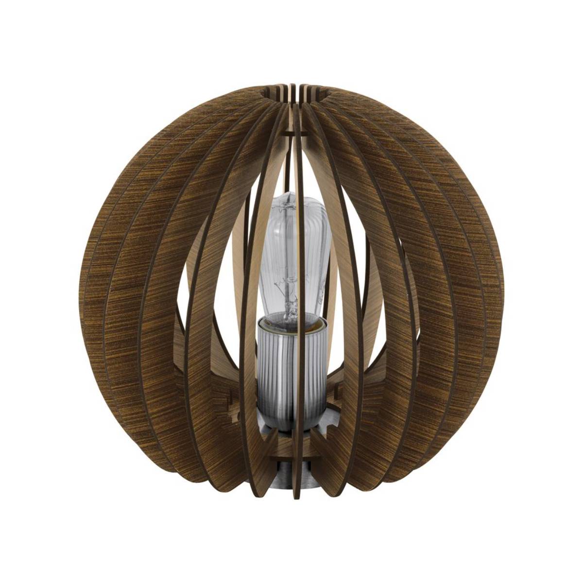 Tischleuchte Holz Dunkelbraun Schalter LED tauglich 1xE27 max. 60W/230V Ø 26cm