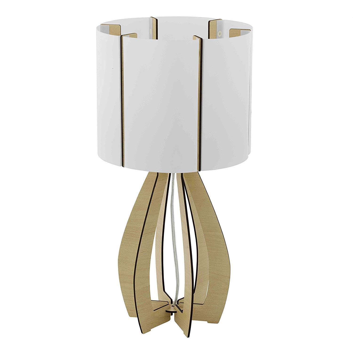 Tischleuchte Holz Hellbraun Schalter Tischlampe LED tauglich Ø 25,5cm Höhe 45cm