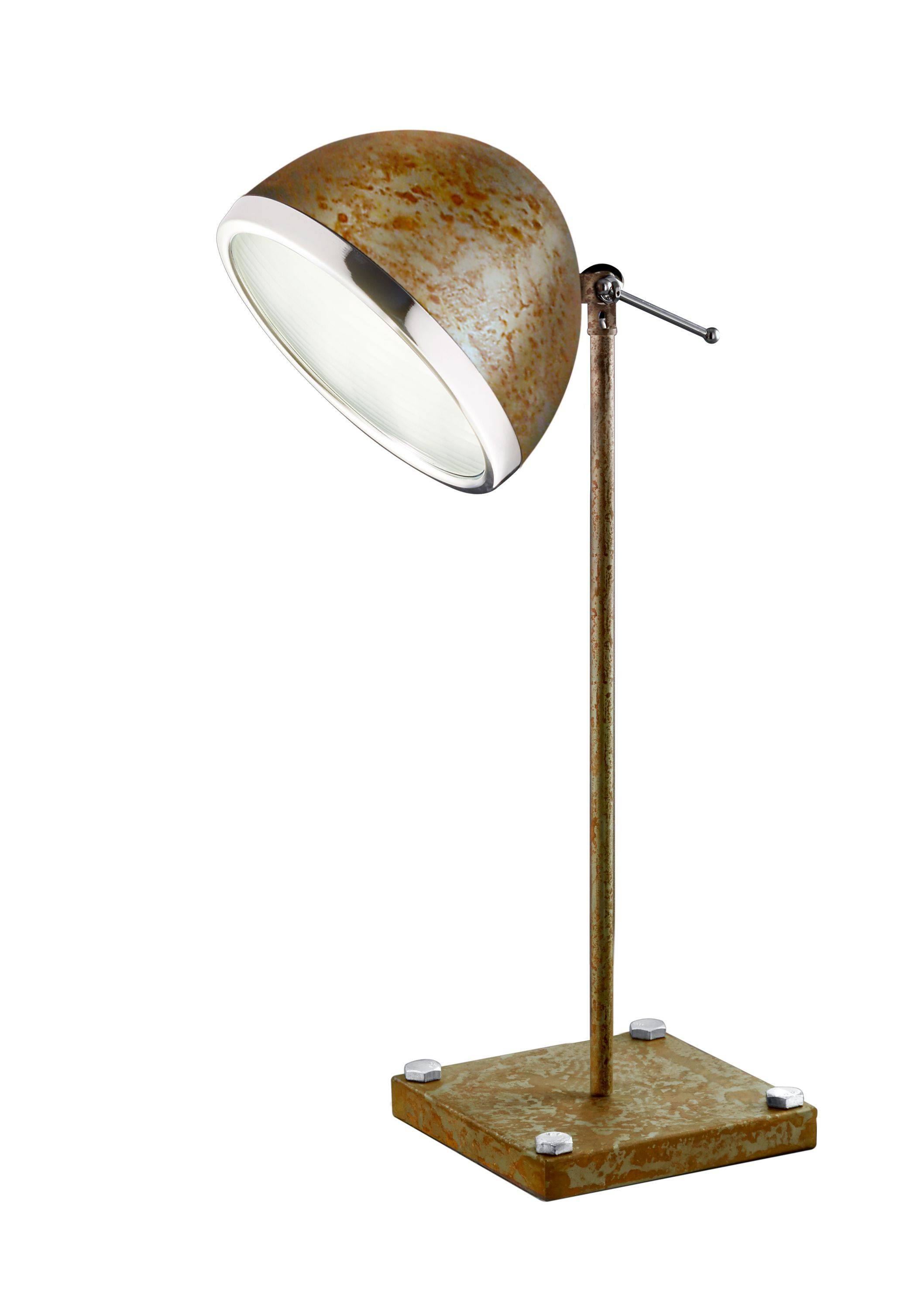 Deutsche LED Tischleuchte Rost Chrom Glas Schalter Höhe 64cm Retro