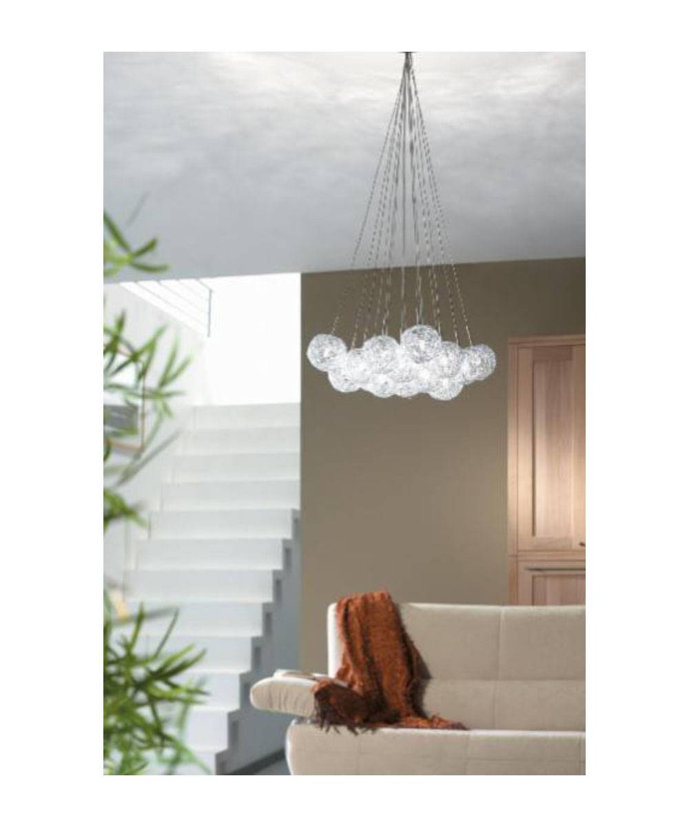 Halogen Pendelleuchte 15 Flammig G4 10W Silber Durchmesser 35cm