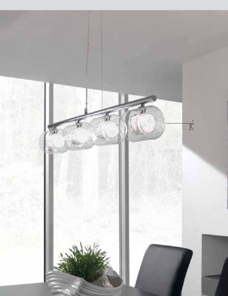 Pendelleuchte Callas Uno 4x G9 40W 230V Glas Chrom 120cm hoch, 4 flammig