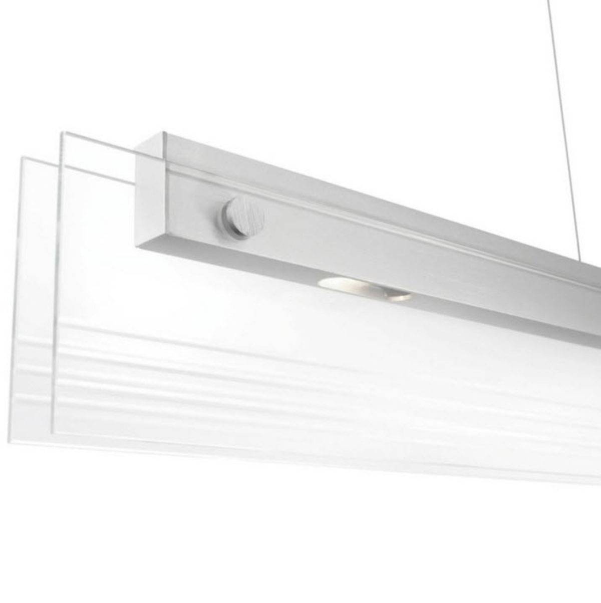 Pendelleuchte LED 2 Flammig Silber Dimmbar Glas Aluminium 60cm