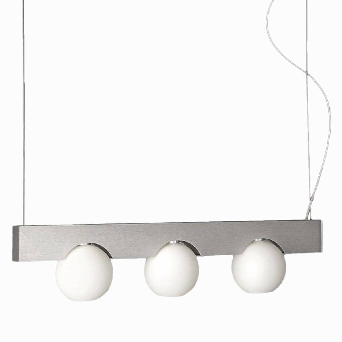 Halogen Pendelleuchte Modern 3-flg. Aluminium Opalglas 60cm