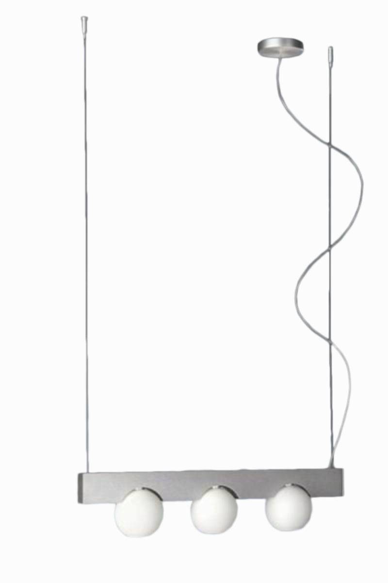 Halogen Pendelleuchte Modern 3-flg. Aluminium Opalglas 60cm