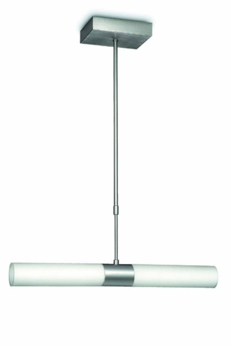 Energiespar Pendelleuchte 2-flg. 230V 11W 2700K Warmweiß Glas Alu gebürstet