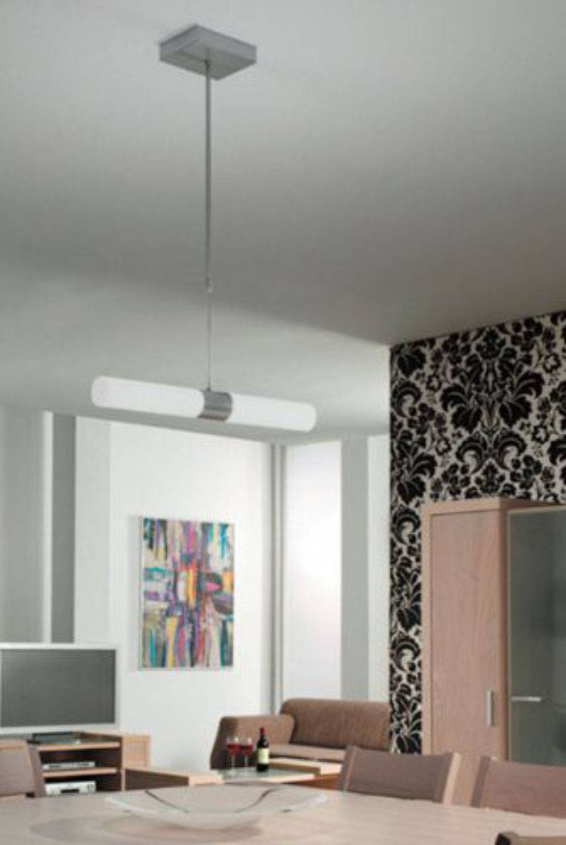 Energiespar Pendelleuchte 2-flg. 230V 11W 2700K Warmweiß Glas Alu gebürstet