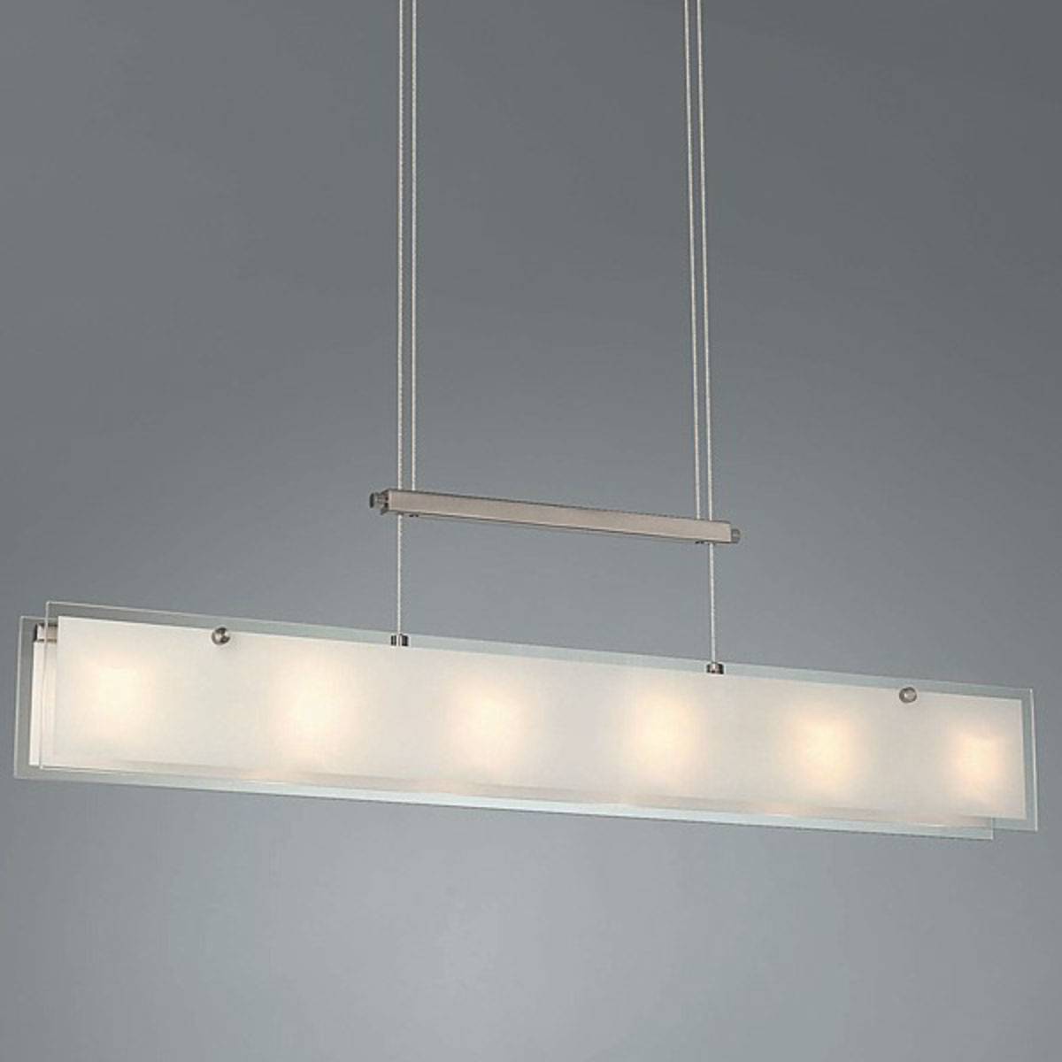 Halogen Hängeleuchte höhenverstellbar Glas Silber 6 Flammig Länge 86,2 cm