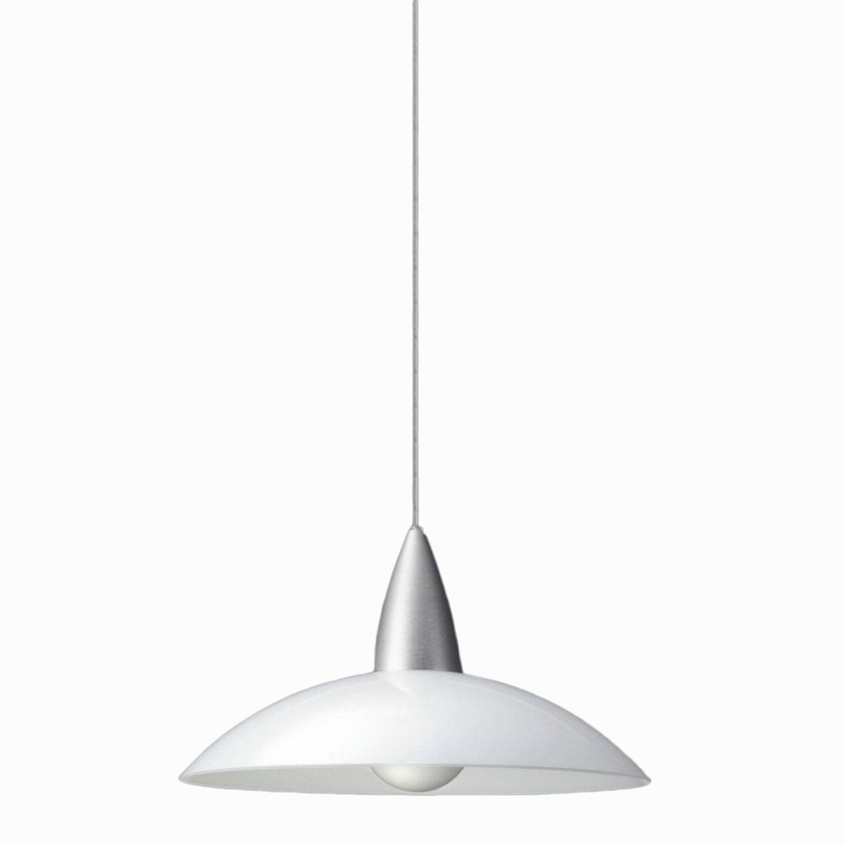 Energiespar Pendelleuchte 1x E27 Glas Aluminium gebürstet 35cm Küche Tisch