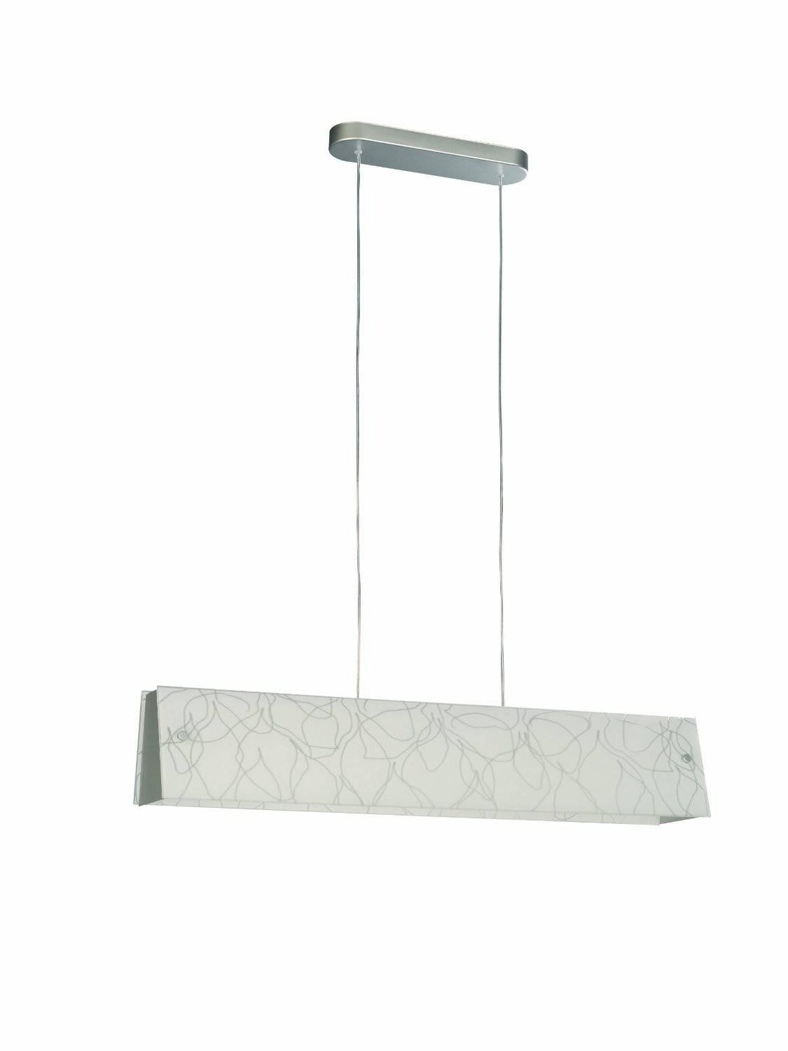 Massive Pendelleuchte Grieg 3x E27 Hellgrau Trapez Glas Floral Modern Warmweiß