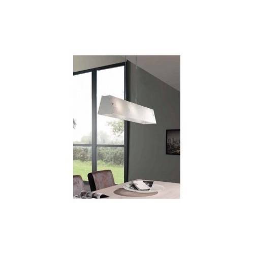 Massive Pendelleuchte Grieg 3x E27 Hellgrau Trapez Glas Floral Modern Warmweiß