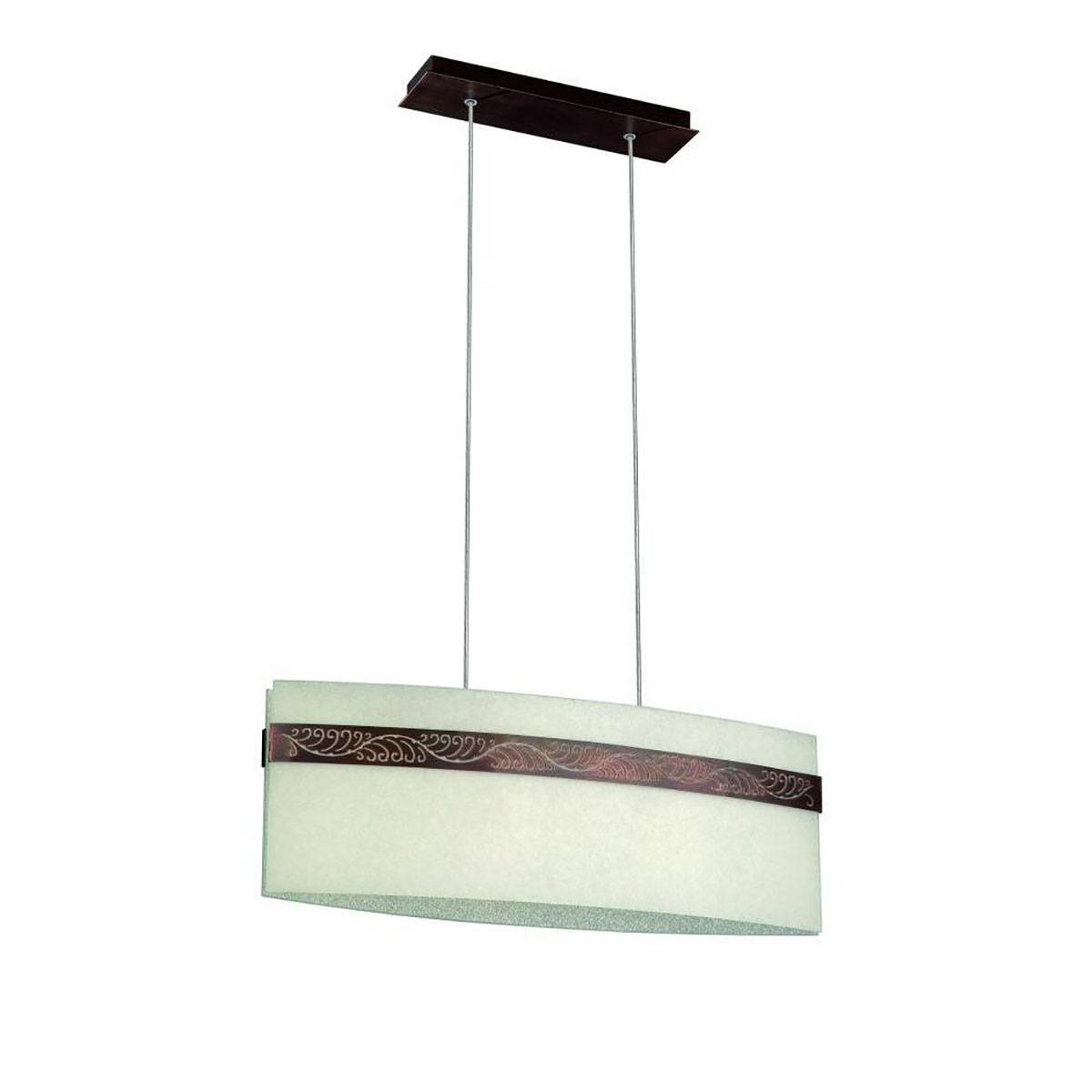 Philips Pendelleuchte Landhaus Braun patiniert 3 Flammig Glas Breite 63,5cm