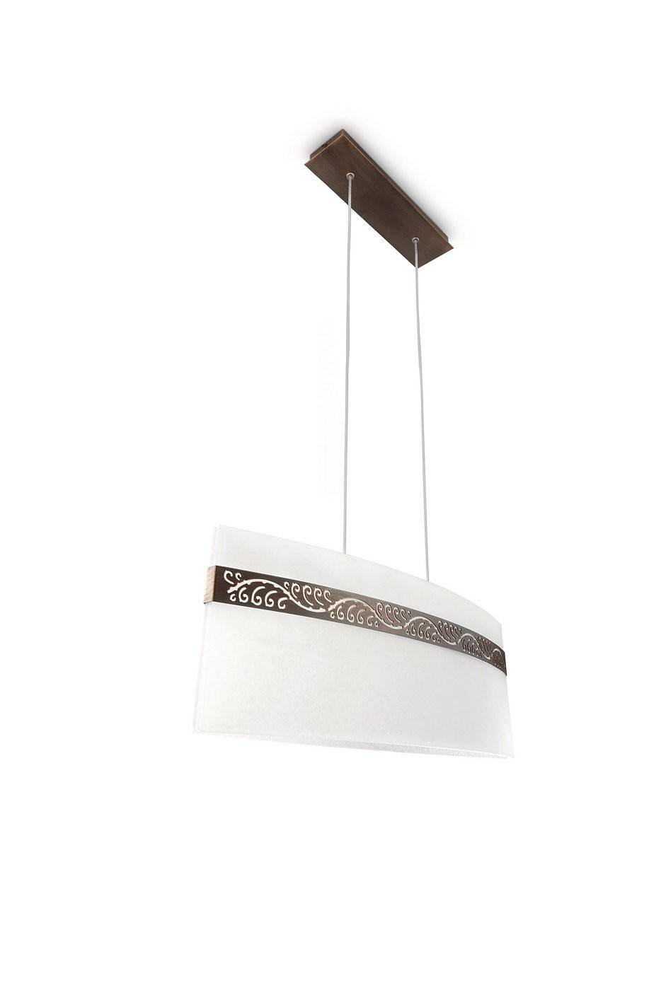 Philips Pendelleuchte Landhaus Braun patiniert 3 Flammig Glas Breite 63,5cm