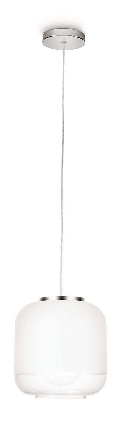 Philips Energiespar Glas Pendelleuchte Chrom Weiß Ø 22cm