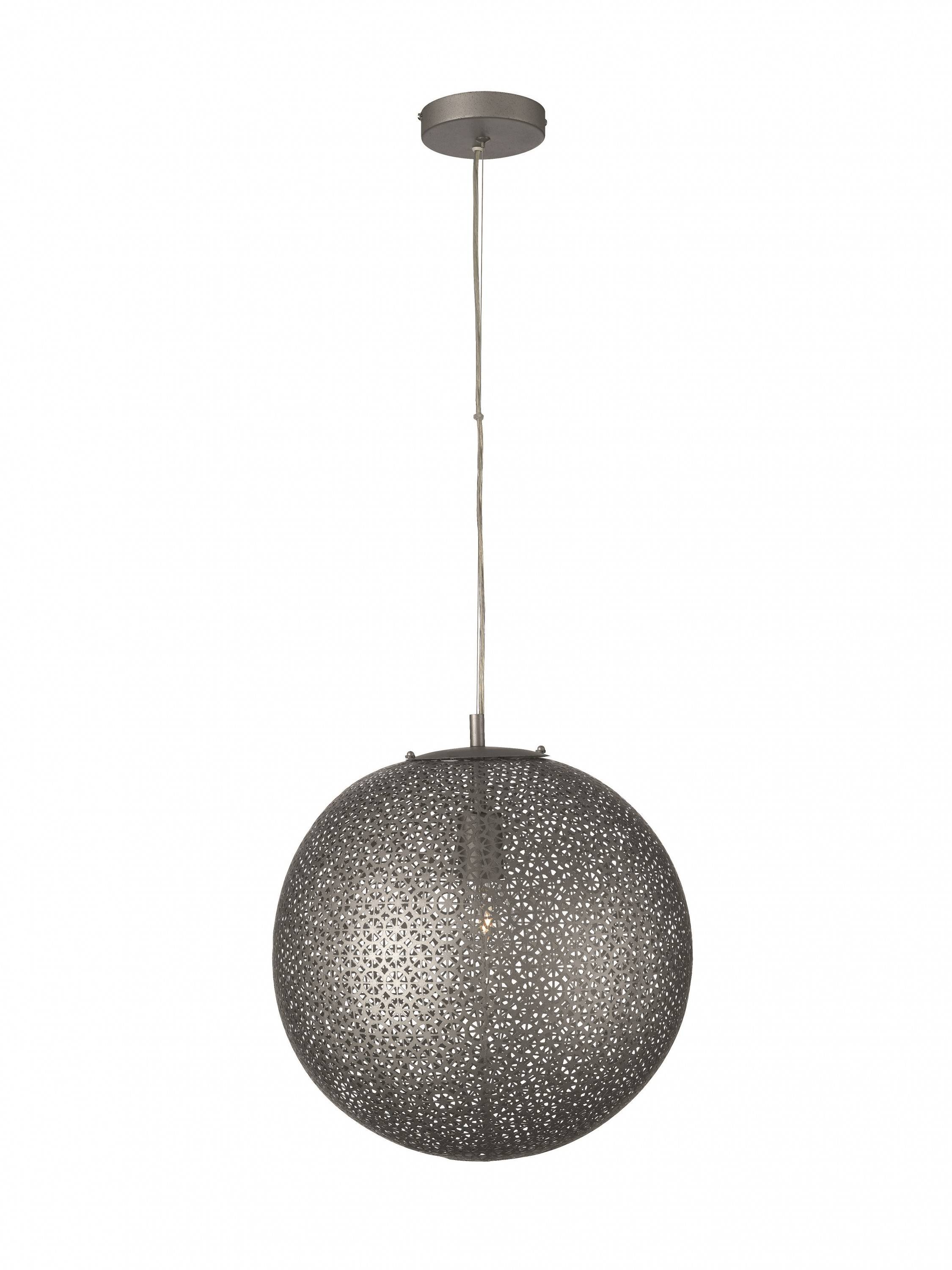 Pendelleuchte Bourbon Kugelleuchte Metallpendel Dunkel Silber Durchmesser 39cm