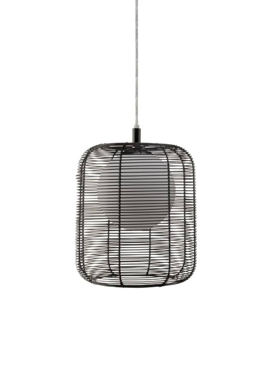 Pendelleuchte Debussy 1x E27 LED geeignet Hängeleuchte Schwarz Weiß Gitter Kugel