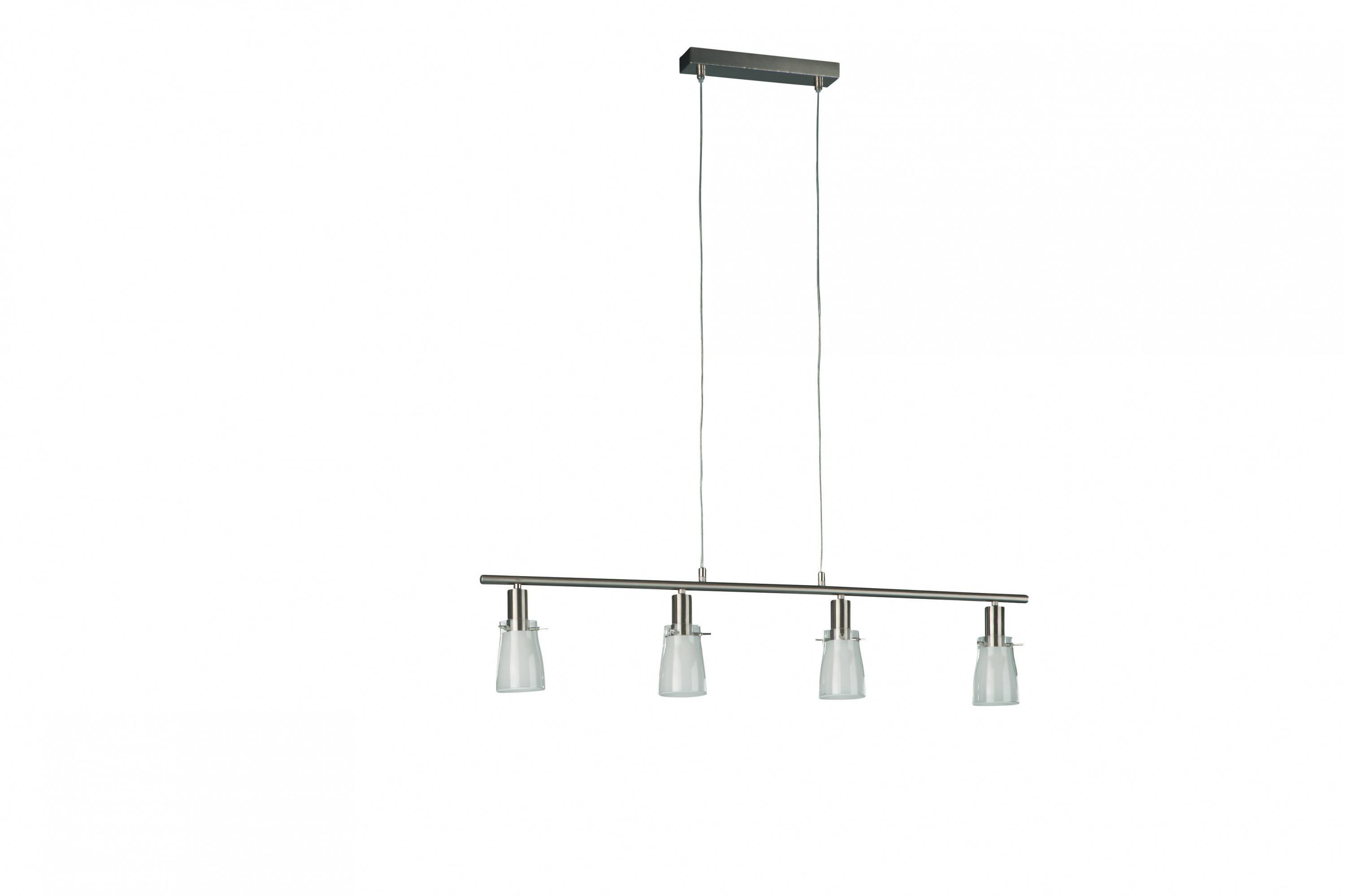 Energiespar Pendelleuchte 4 flammig Glas Silber 83cm