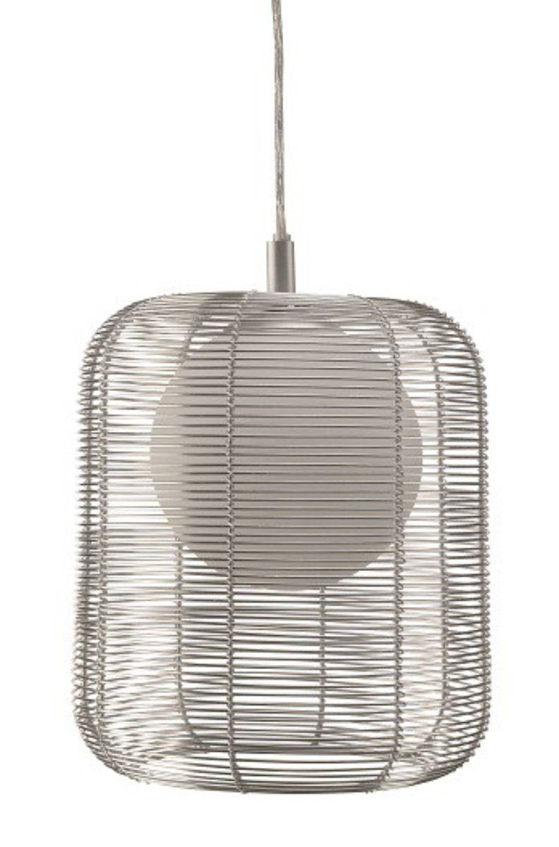 Massive Pendelleuchte Debussy Hängeleuchte 1x E27 LED geeigent Silber Gitter