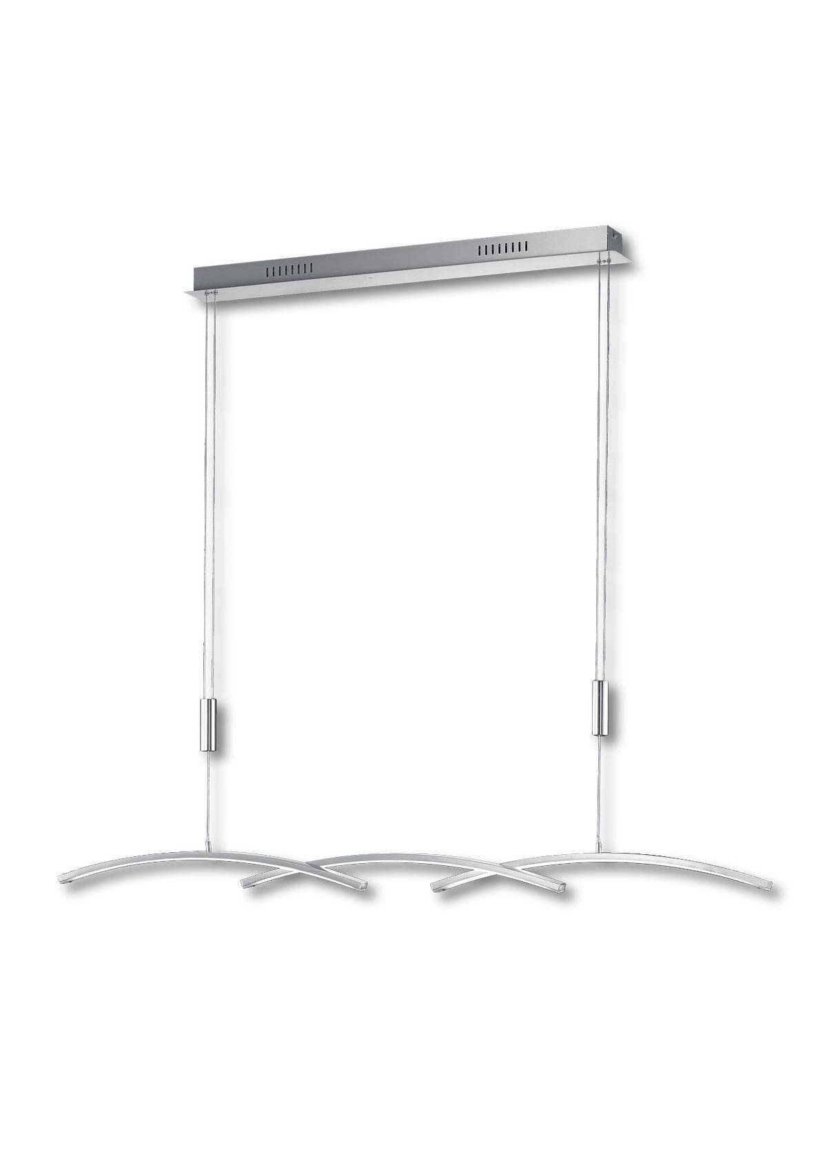 Deutsche LED Pendelleuchte Dimmbar Höhenverstellbar Nickel Matt mit Chrom 115cm