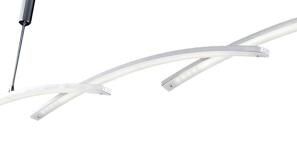 Deutsche LED Pendelleuchte Dimmbar Höhenverstellbar Nickel Matt mit Chrom 115cm
