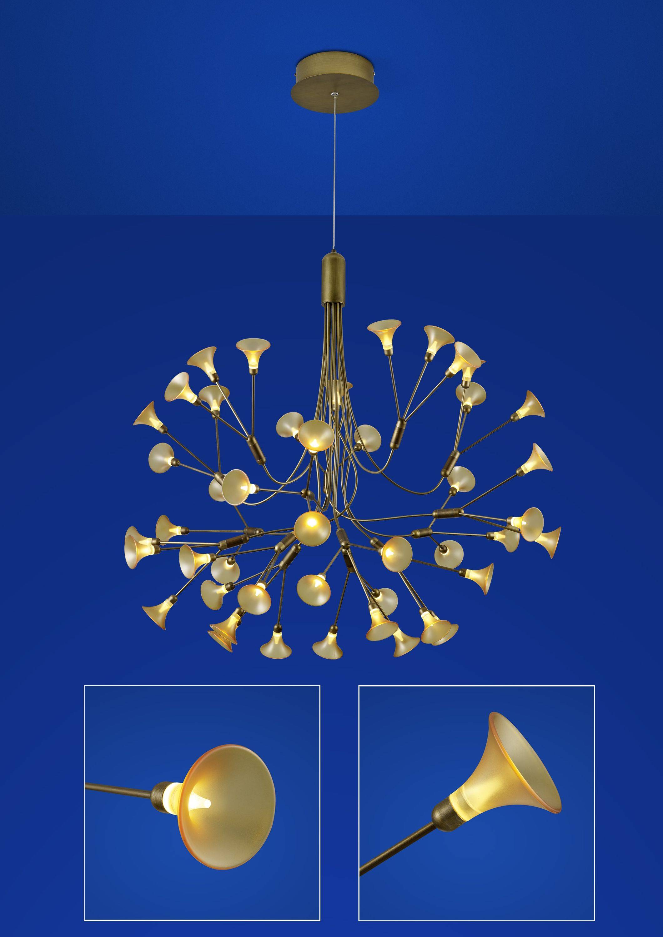 Deutsche LED Krone Altmessing Höhe einstellbar Ø 97cm dimmbar