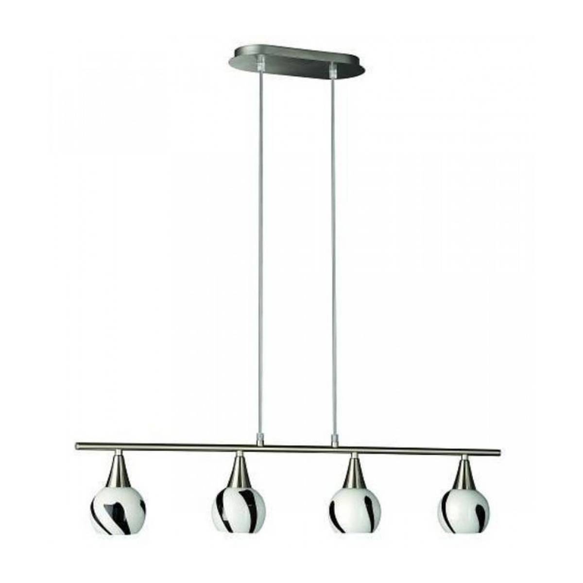 Pendelleuchte Glas Schwarz Weiss Silber Dekorglas 4 flg. Länge 80cm