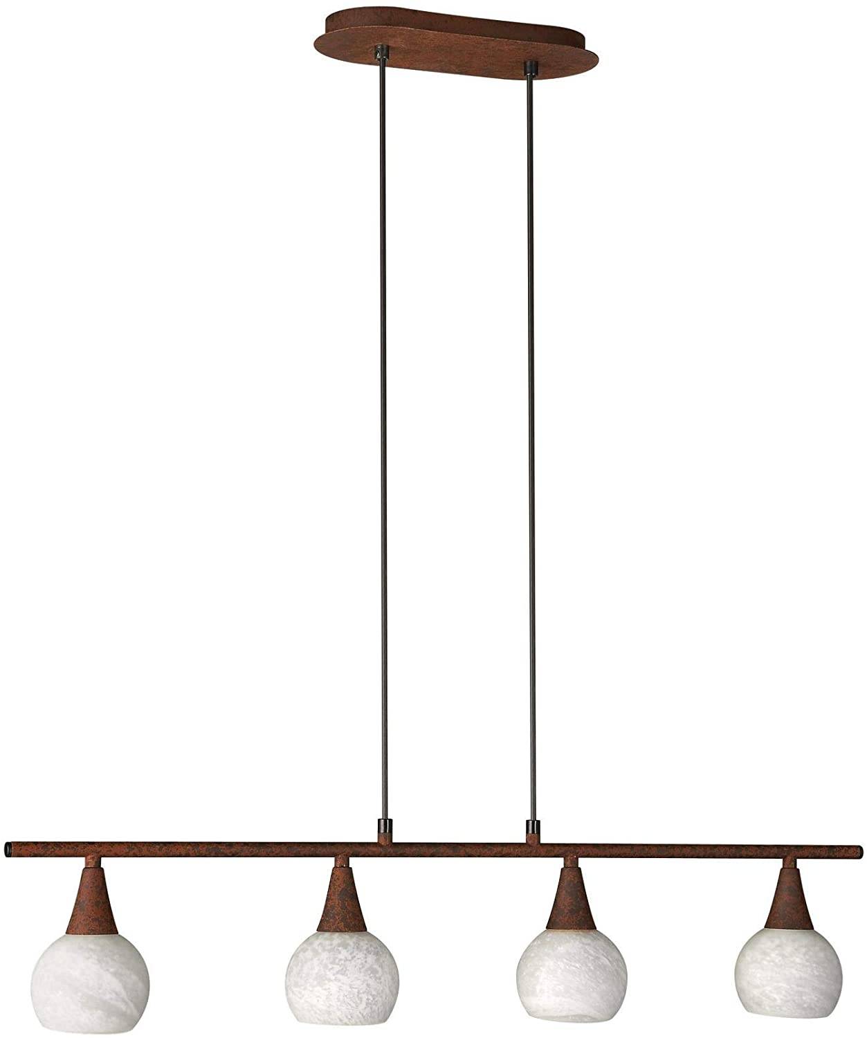 Pendelleuchte Energiespar 4 Flammig E14 Braun Dekorglas 80cm LED tauglich