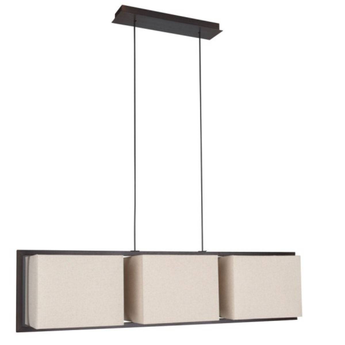 Pendelleuchte Rustikal Stoff 3 Flammig Creme 90cm