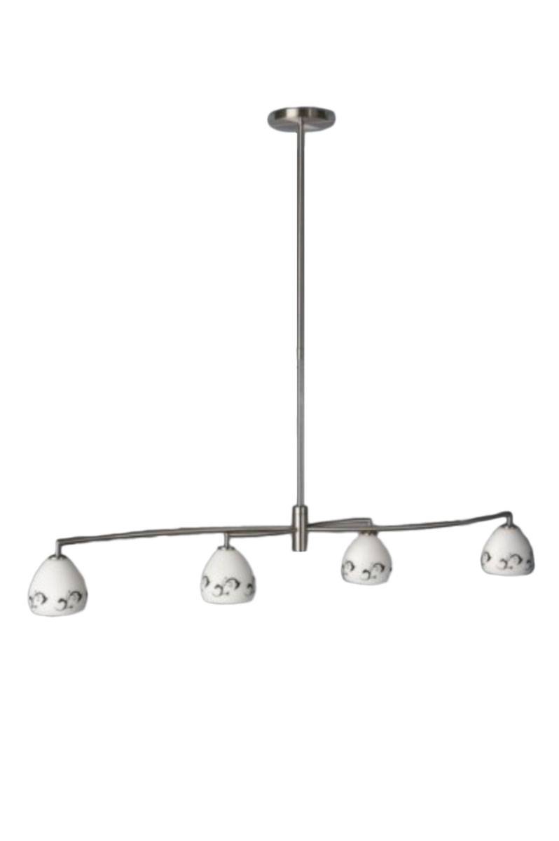 Pendelleuchte höhenverstellbar 4x G9 max 40W Halogen Dekorglas Weiss Muster