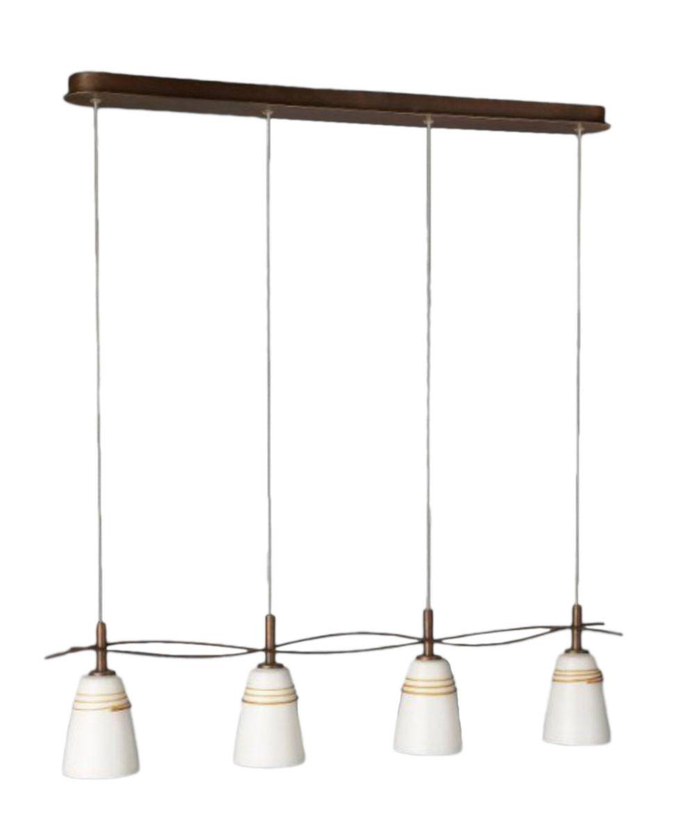 Massive Pendelleuchte Eusta Uno 4 braun patiniert Glas 4x E14 für LED geeignet