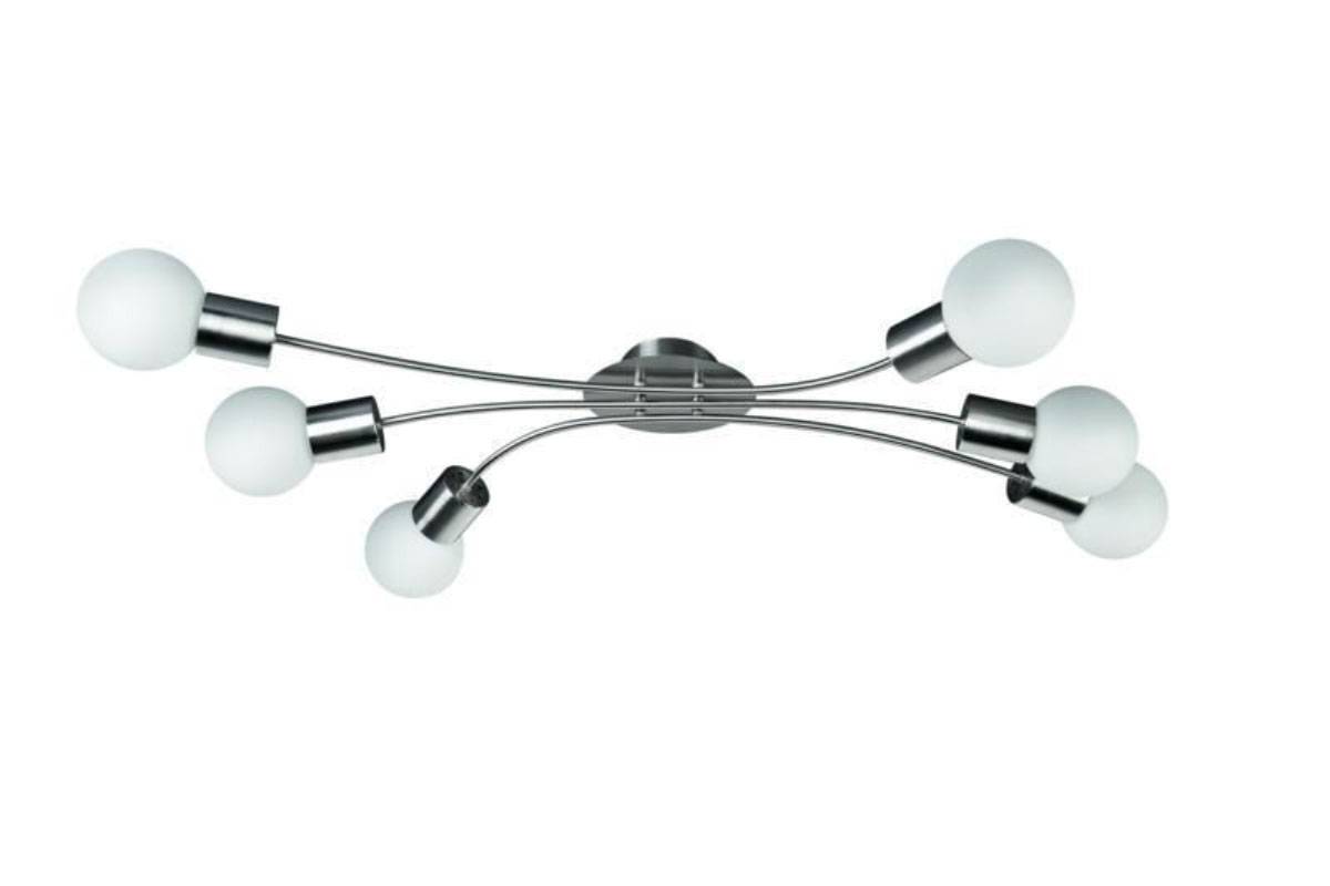 Massive Energiespar Deckenleuchte Maxel Kugeln Stahl Gebürstet 6x E14 Warmweiß