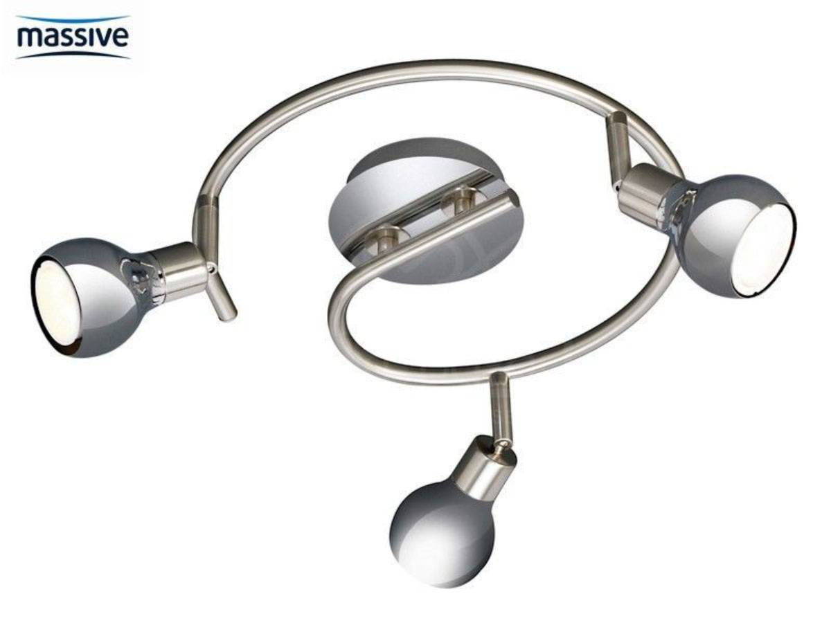 Energiespar Rondell Spotspirale Chrom 3 Flammig Ø30cm 3x GU10 9W