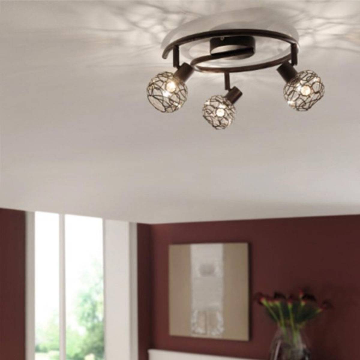 Massive Deckenleuchte Hosta 3x G9 2800K Warmweiß Deckenspot Braun Rost Spirale