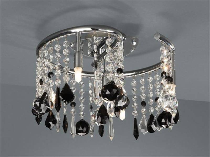 Halogen Deckenleuchte Modern 5-flg. Glasbehang Chrom Ø 33cm