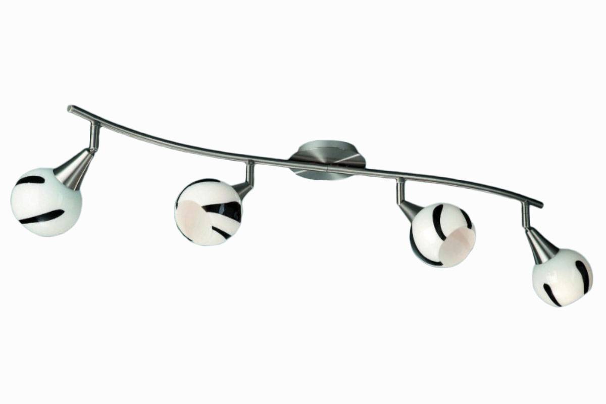 Energiespar Spotleiste 4 Flammig 4x E14 max 8W Dekorglas Weiß Schwarz 80cm