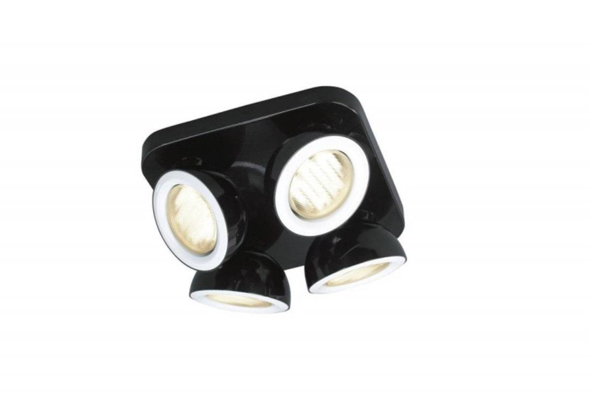 Massive Deckenstrahler Len 4x GX53 9W Schwarz Quadrat