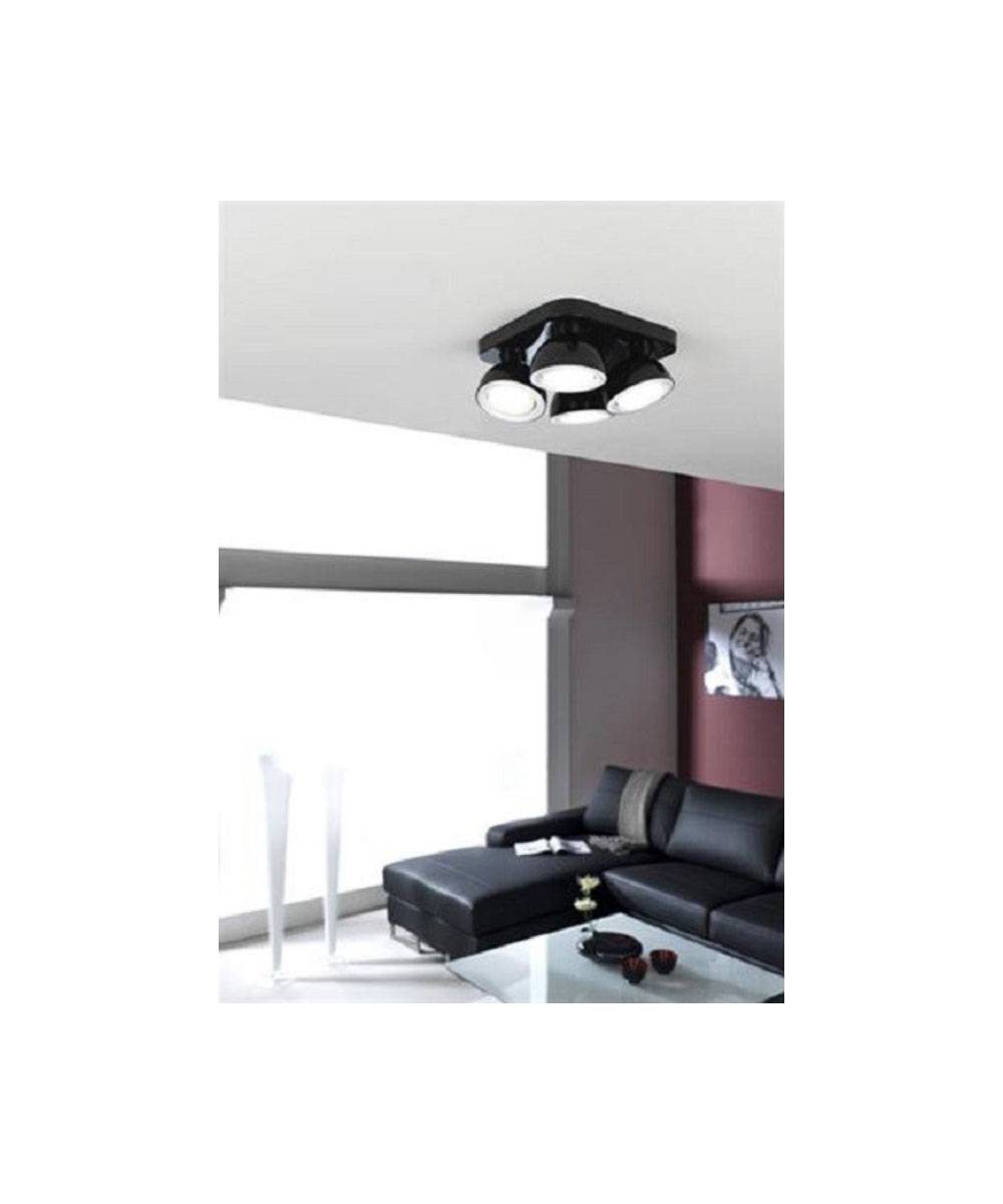 Massive Deckenstrahler Len 4x GX53 9W Schwarz Quadrat