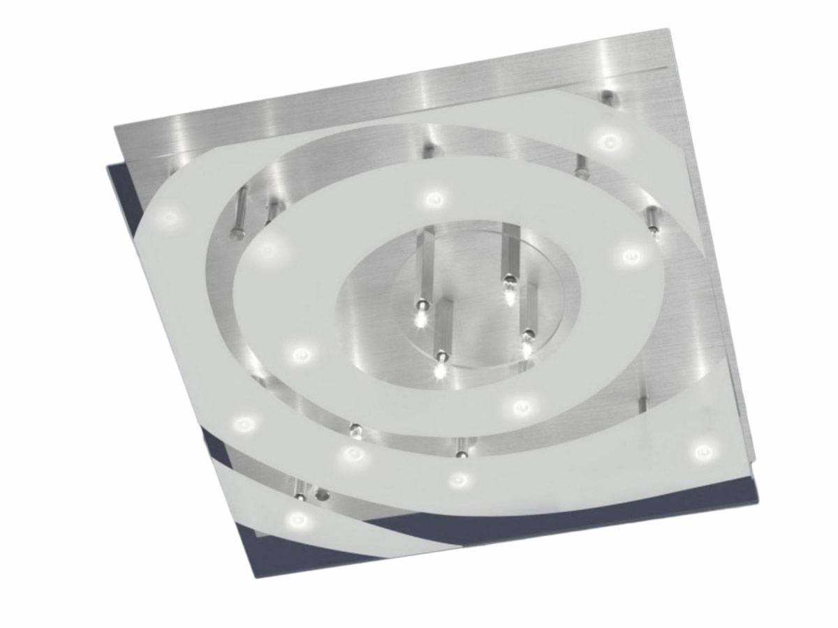 Deckenleuchte Eckig Halogen 16 Flammig Glas Aluschliff 40 x 40cm