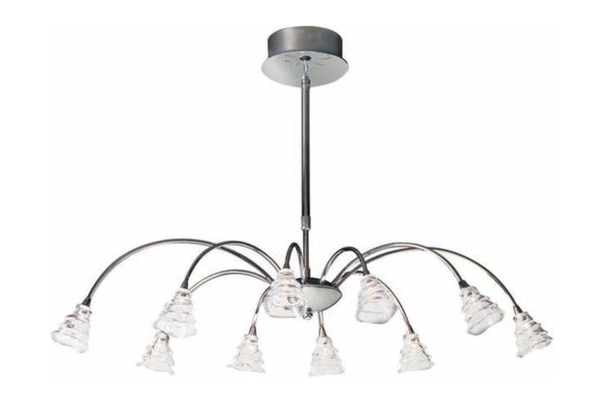 Philips Pendelleuchte Sierra 10x G4 Halogen Chrom Trichter Blüten Silber Modern