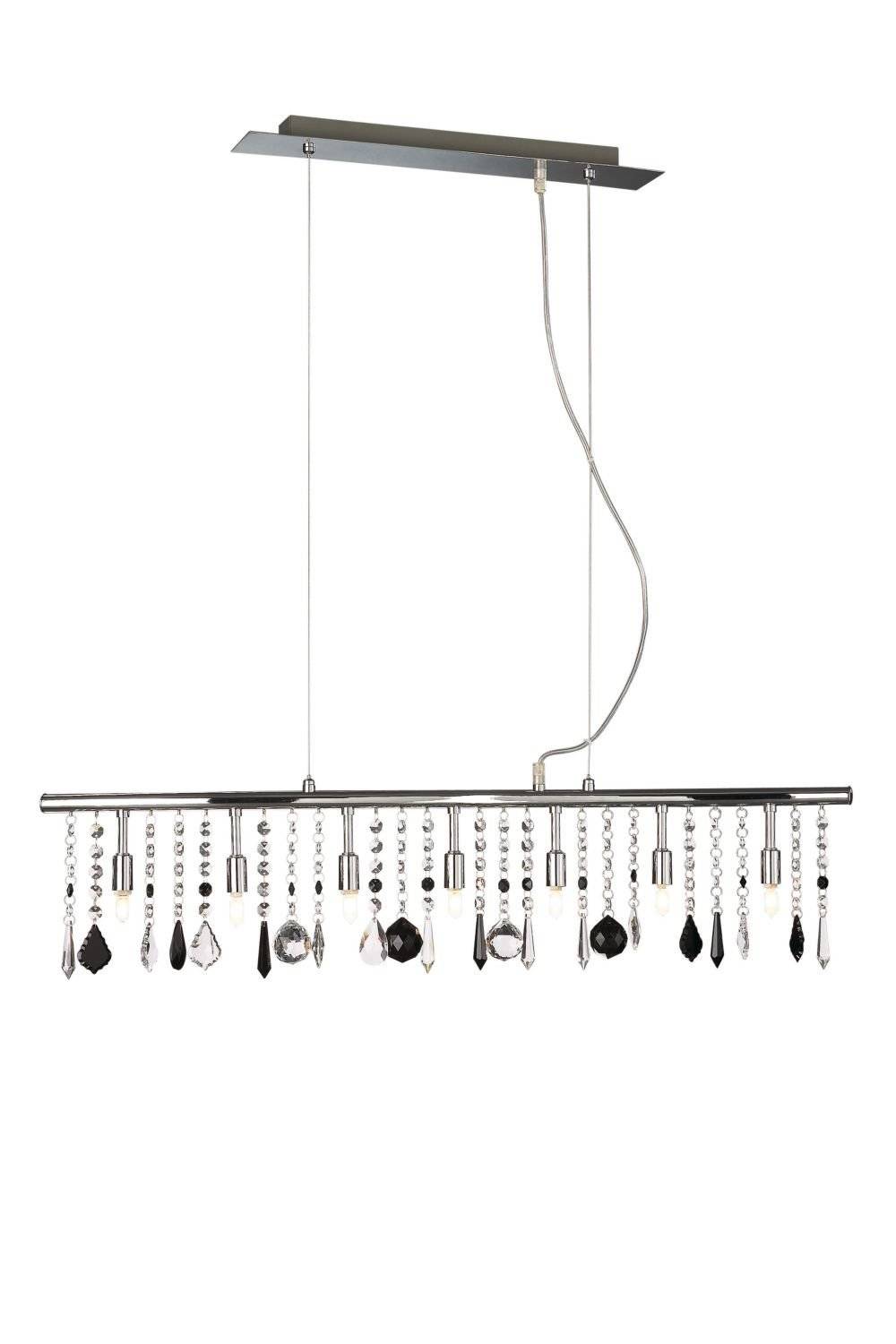 Pendelleuchte Halogen 7 Flammig Chrom Glasbehang 83cm